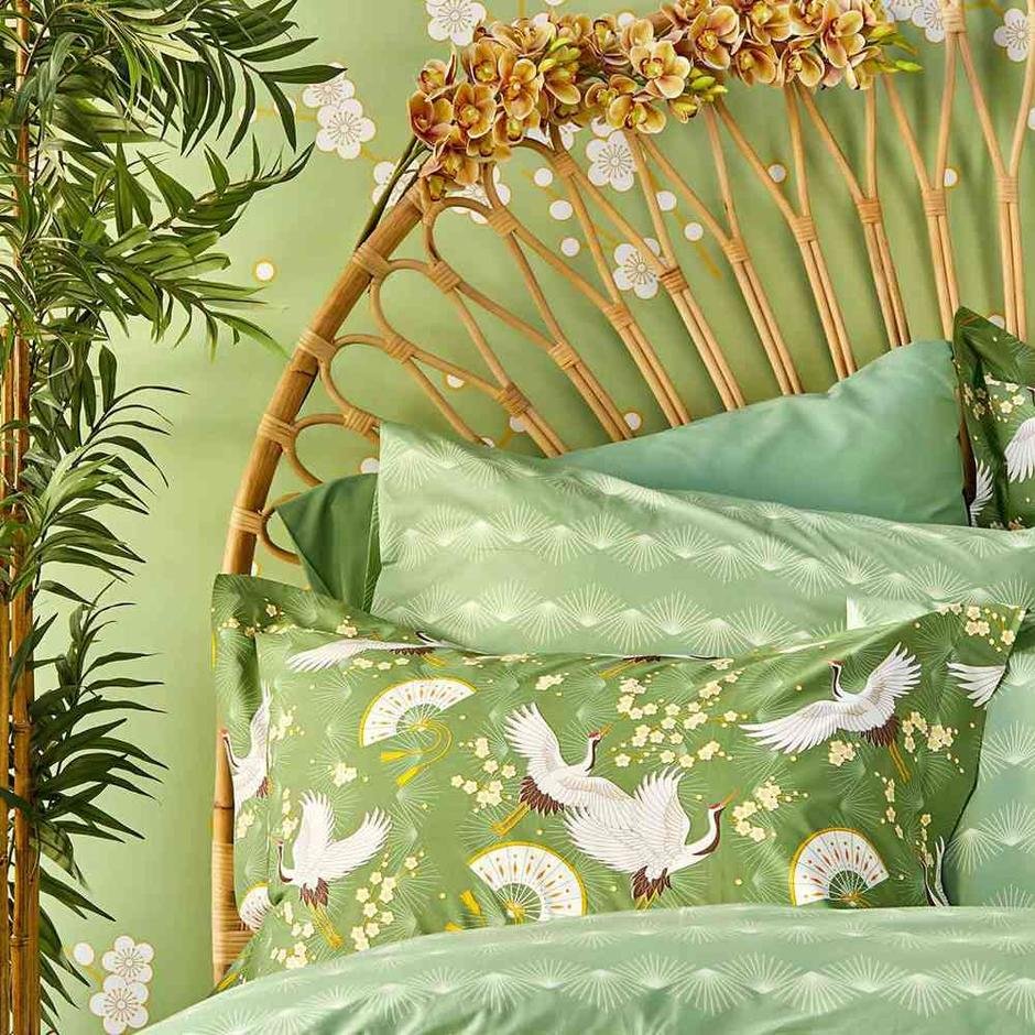  %100 Pamuk Jazmin Volanlı Yastık Kılıfı 2'li Yeşil (50x70 cm)