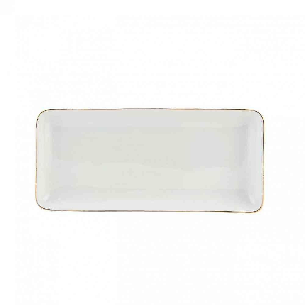 Allure Seramik Sunum Tabağı Beyaz 17x37,5 cm (Gold)