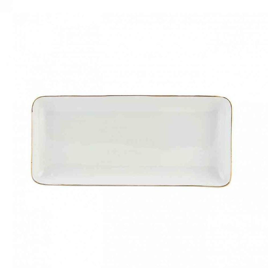  Allure Seramik Sunum Tabağı Beyaz 17x37,5 cm (Gold)