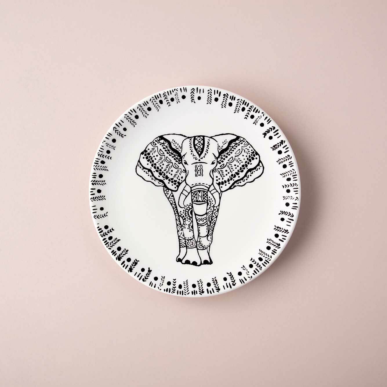Elephant Seramik Pasta Tabağı Beyaz (21 cm)