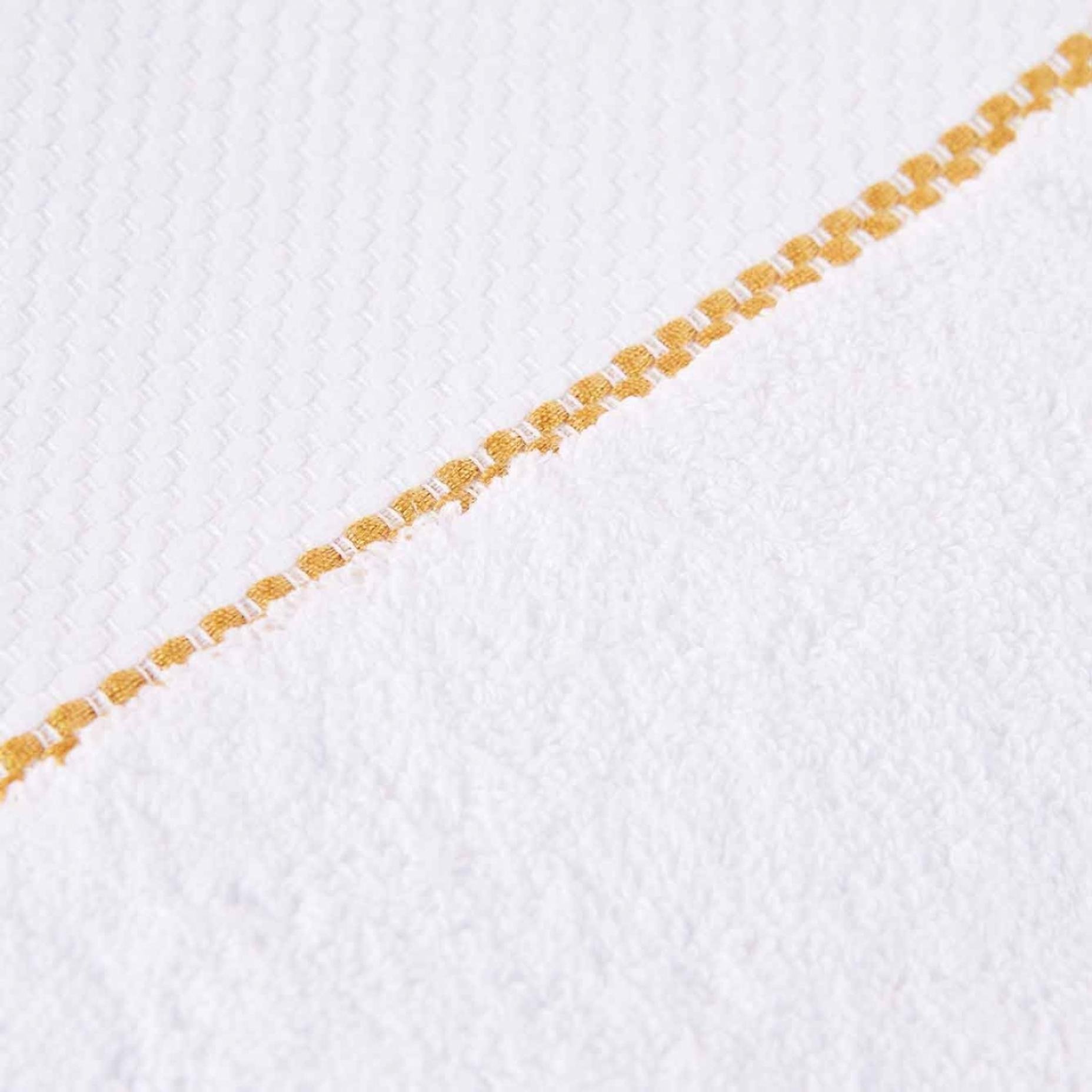 %100 Pamuk Minho Beyaz - Hardal Havlu Seti 2li (40x60 ve 70x150 cm)