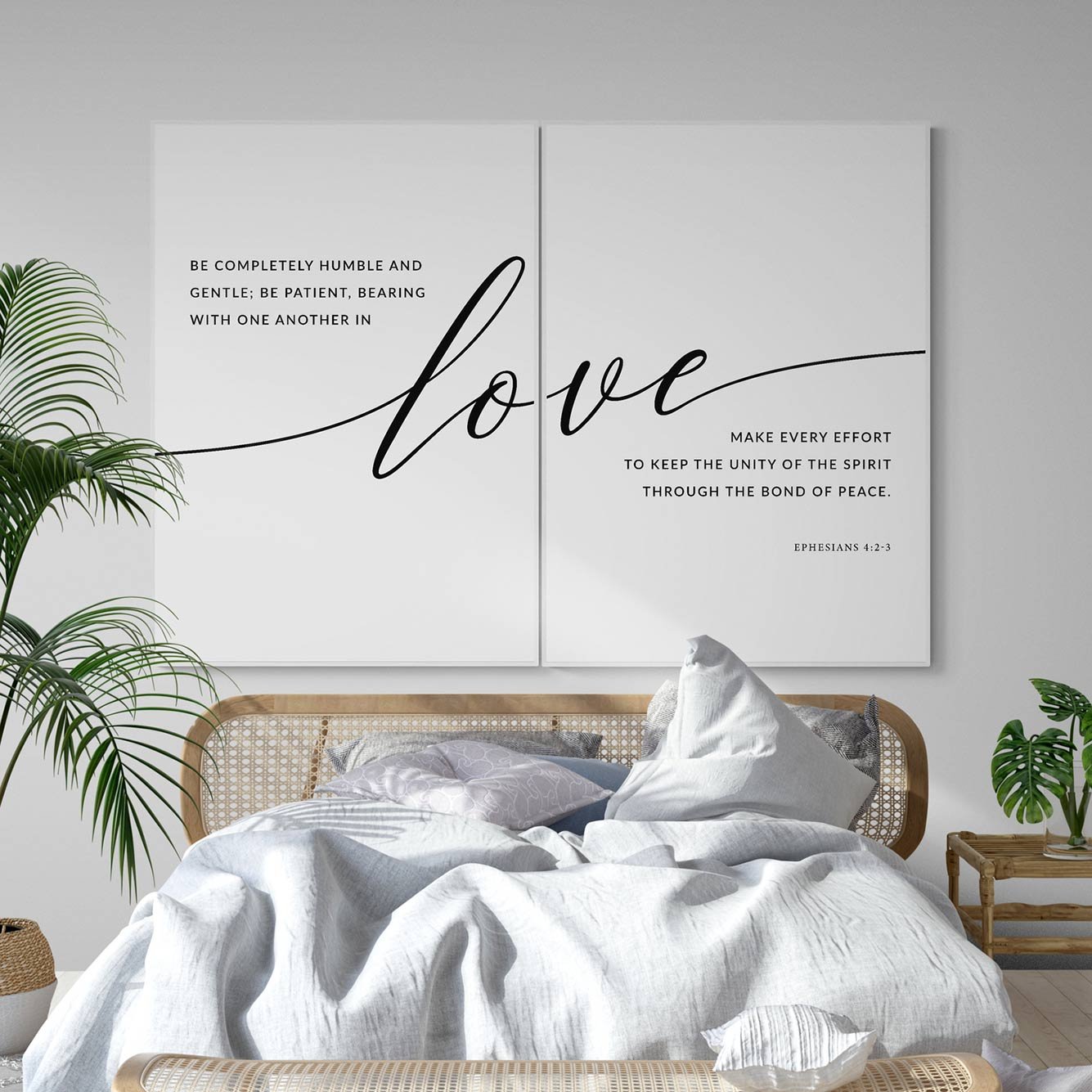 Love Font 2'li Çerçeveli Tablo Seti Beyaz (21x30 cm)