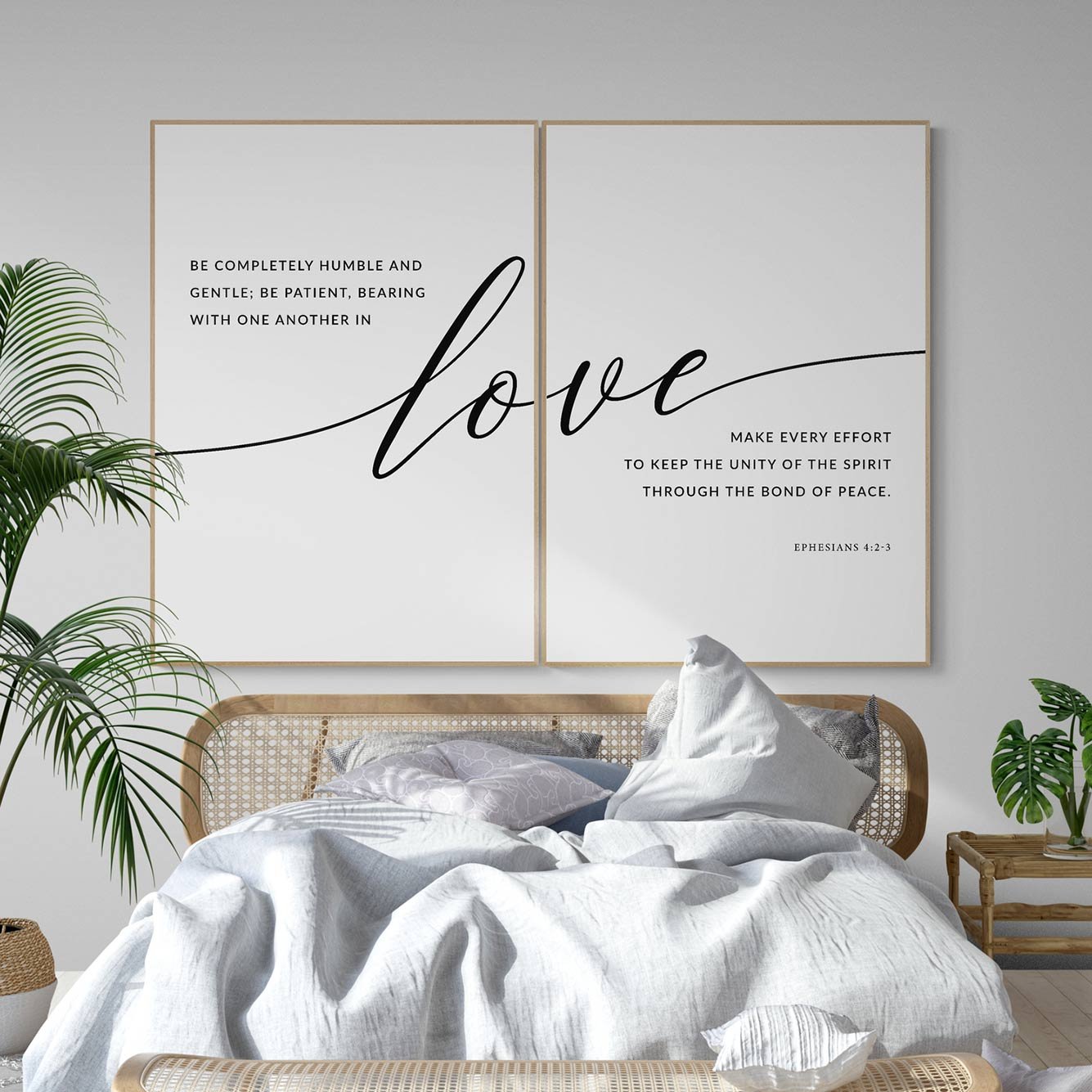 Love Font 2'li Çerçeveli Tablo Seti Naturel (33x48 cm)