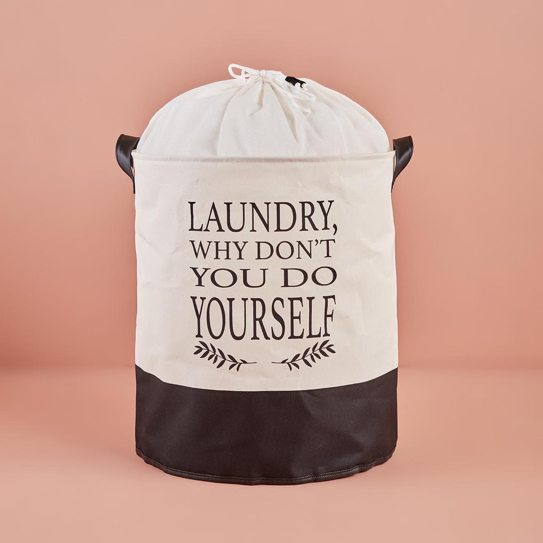 Laundry Why Dont You Do Yourself Su Geçirmez Tabanlı Çamaşır Sepeti Beyaz (36x40 cm)
