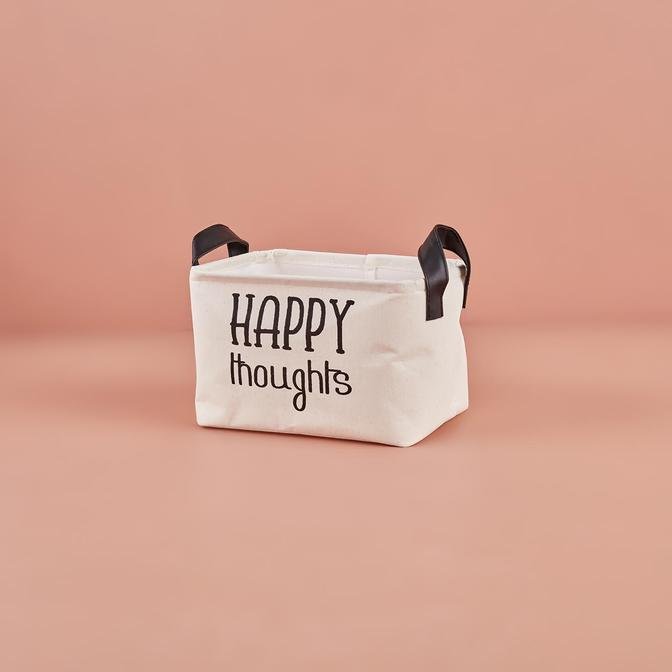 Happy Thoughts Dikdörtgen Sepet Beyaz (24x17x14 cm)