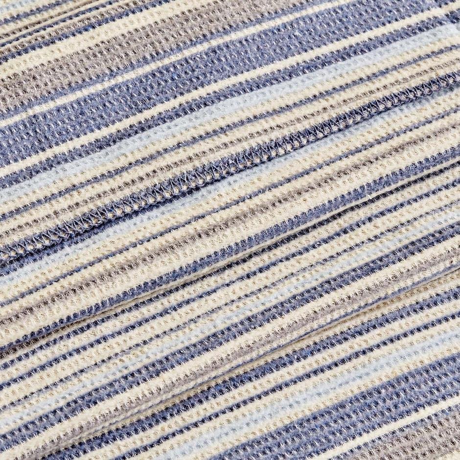  Stripe Pamuklu Tek Kişilik Battaniye Mavi (150x200 cm)