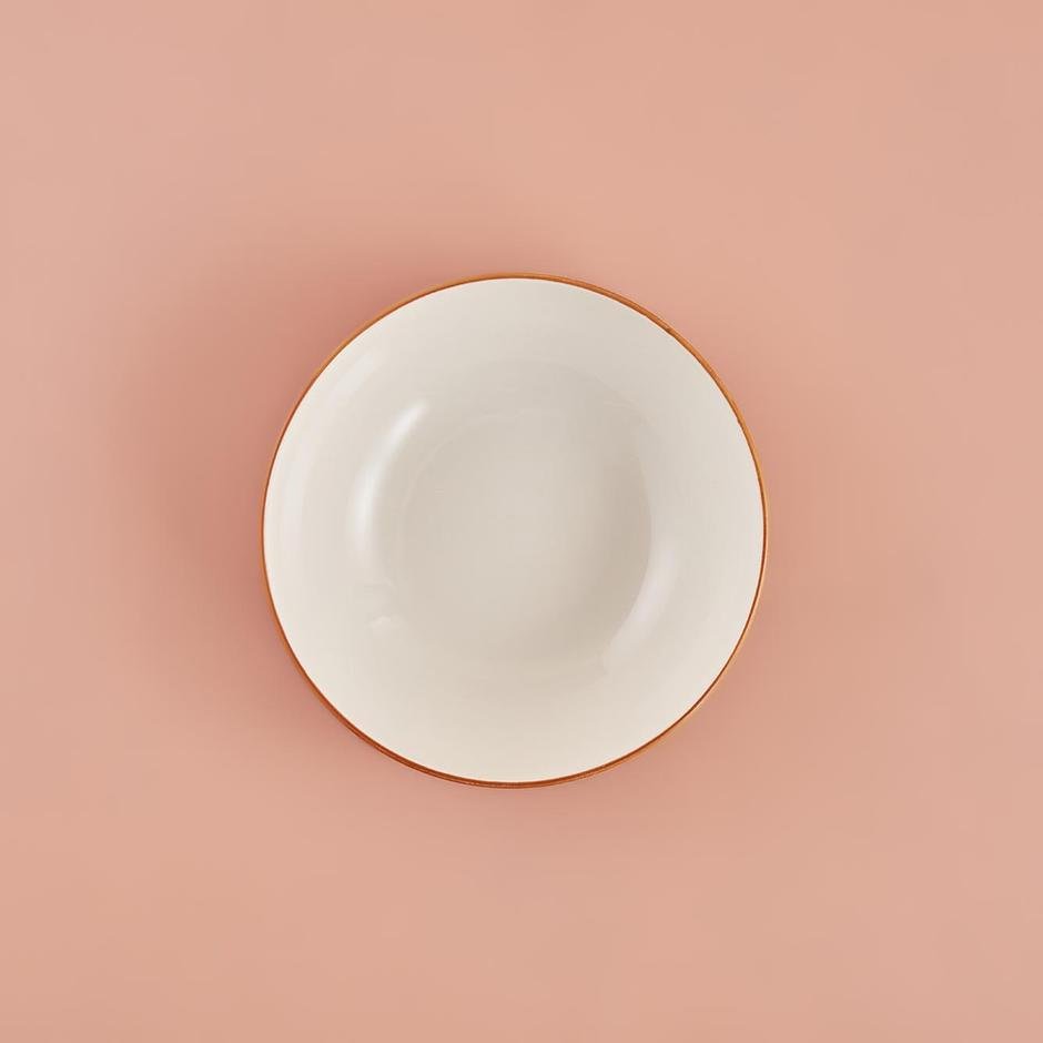  Allure Seramik Salata Kasesi Beyaz-Hardal (25 cm)