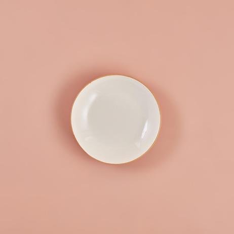 Allure Seramik Yemek Tabağı Beyaz-Hardal (21 cm)