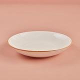Allure Seramik Yemek Tabağı 6'lı Beyaz-Hardal (21 cm)