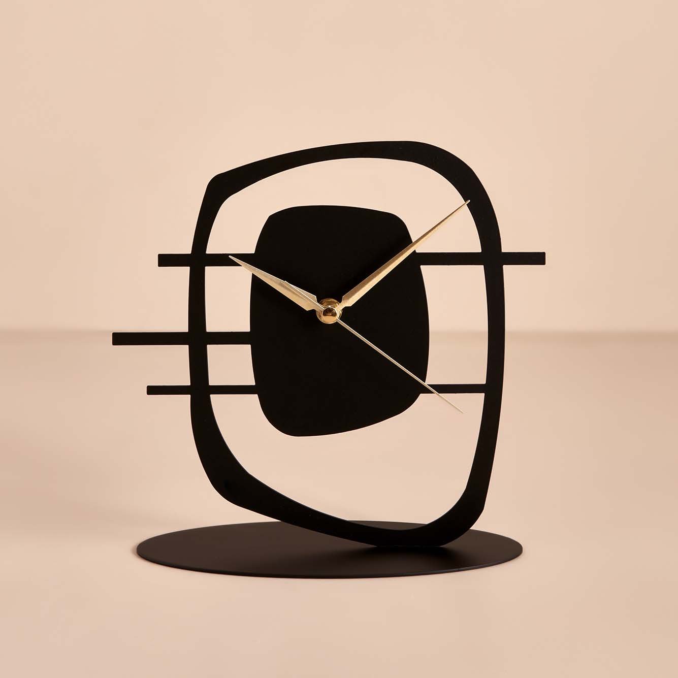 Maceire Metal Masa Üstü Saati Siyah (21x23 cm)