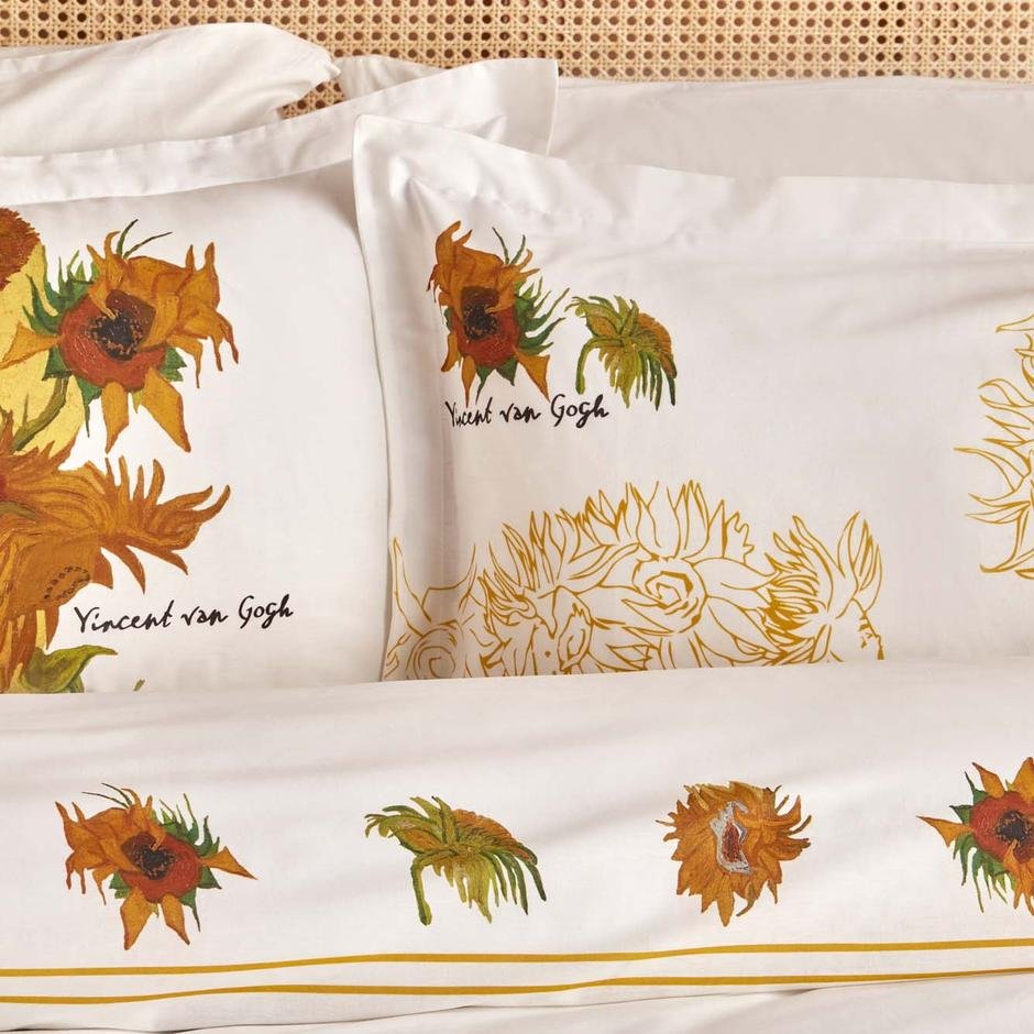  %100 Pamuk Van Gogh Sunflowers Çift Kişilik Nevresim Seti (200x220 cm)