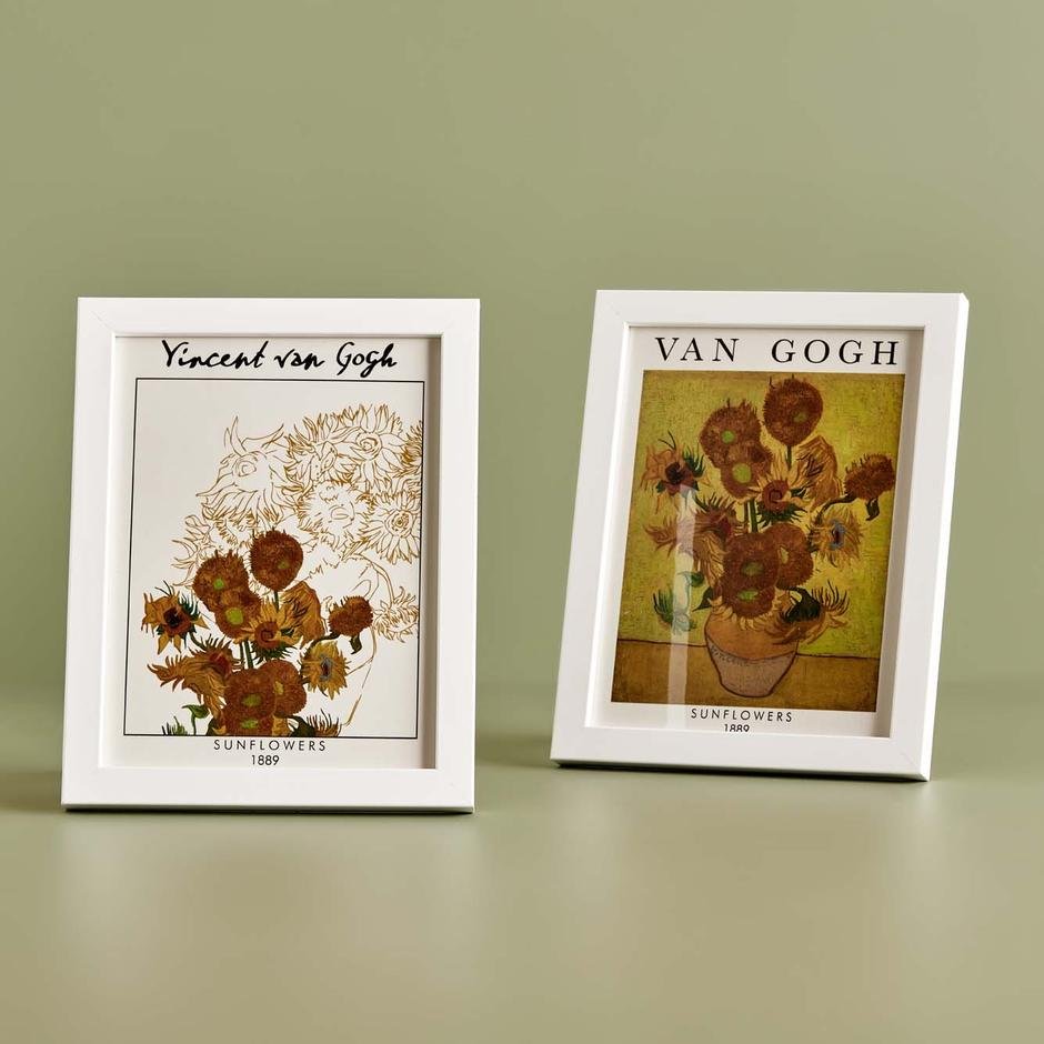  Van Gogh Vincent Sunflowers Çerçeve Beyaz (18x24 cm)
