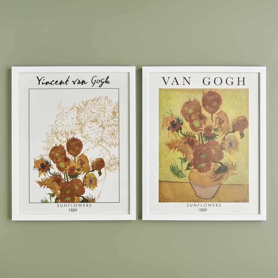  Van Gogh Sunflowers Tablo Beyaz (33x48 cm)