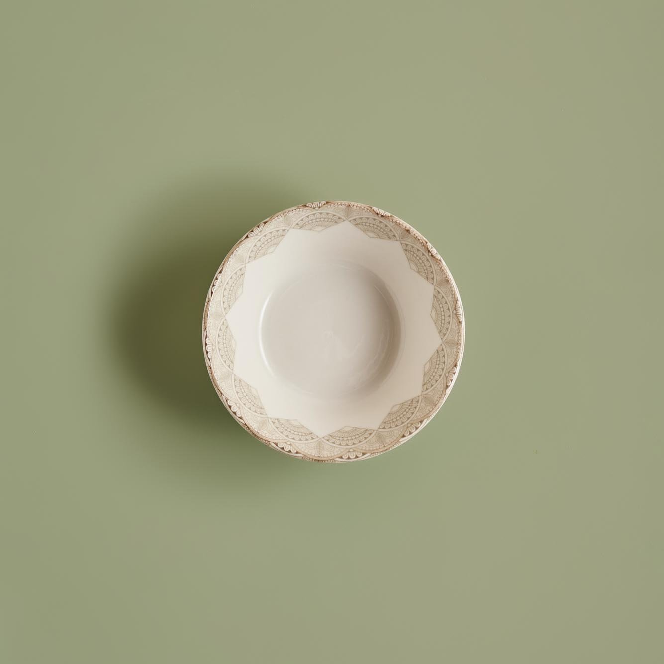 Mandala Porselen Çorba Kasesi Bej (14 cm)