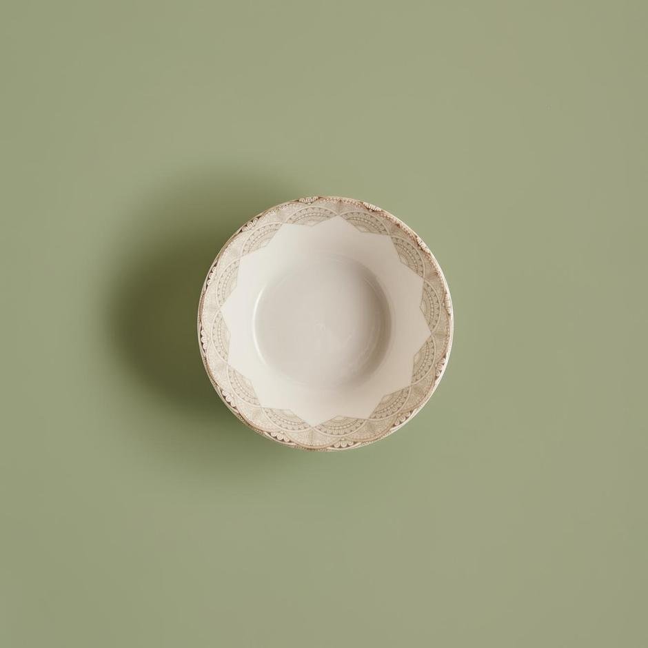  Mandala Porselen Çorba Kasesi 6'lı Bej (14 cm)