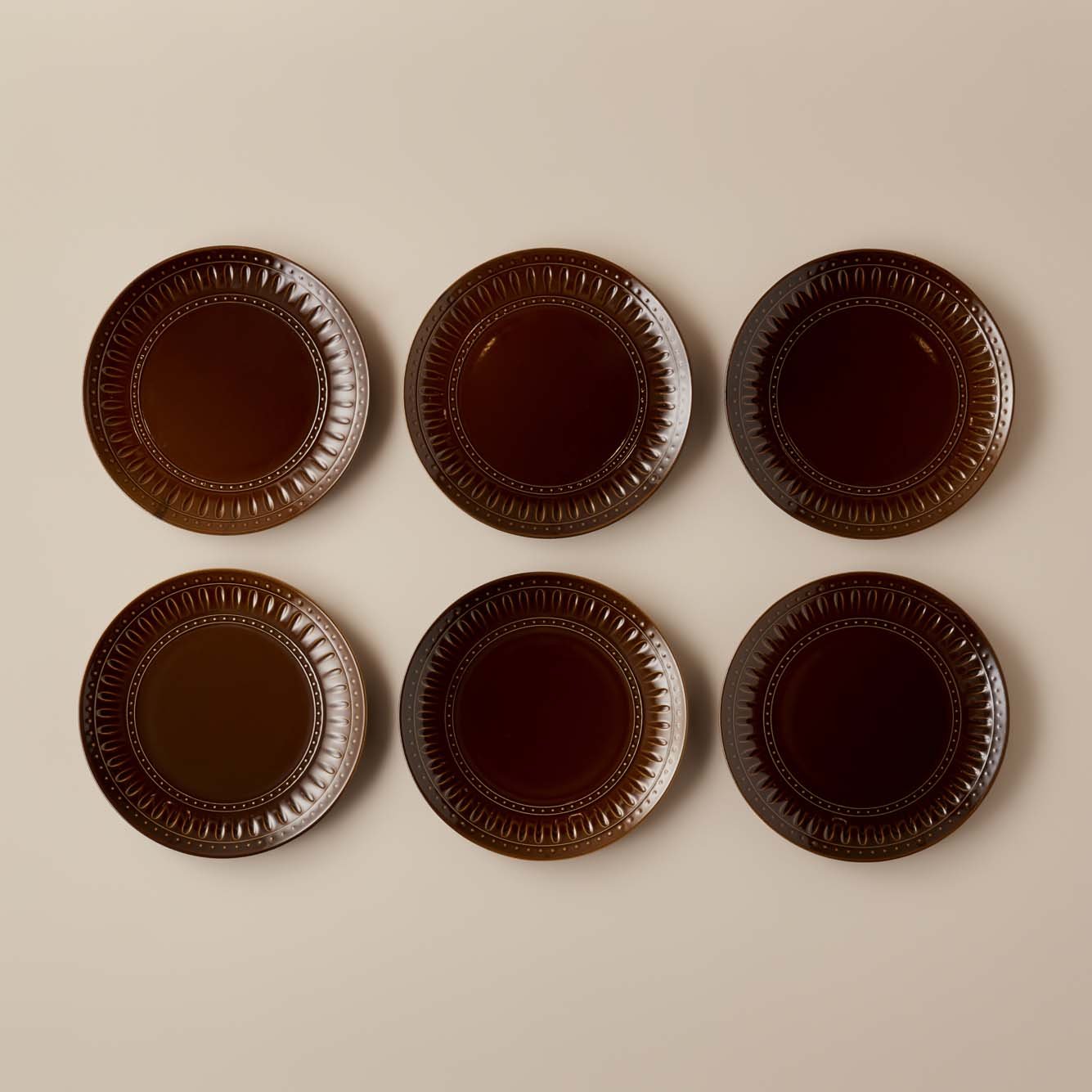 Olivia Seramik Servis Tabağı 6'lı Kahverengi (27 cm)