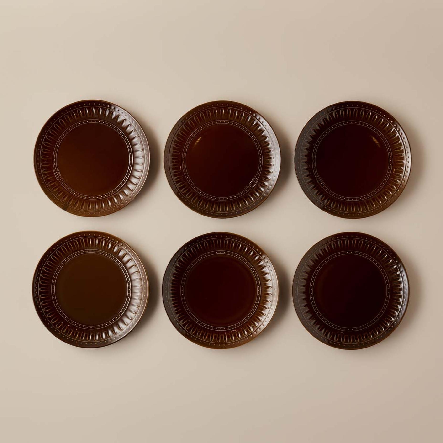Olivia Seramik Servis Tabağı 6'lı Kahverengi (27 cm)