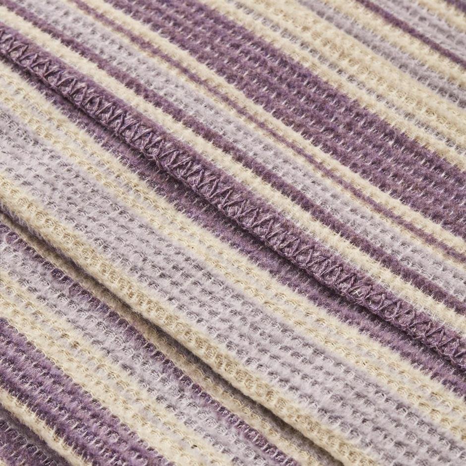  Stripe Pamuklu Tek Kişilik Battaniye Lila (150x200 cm)