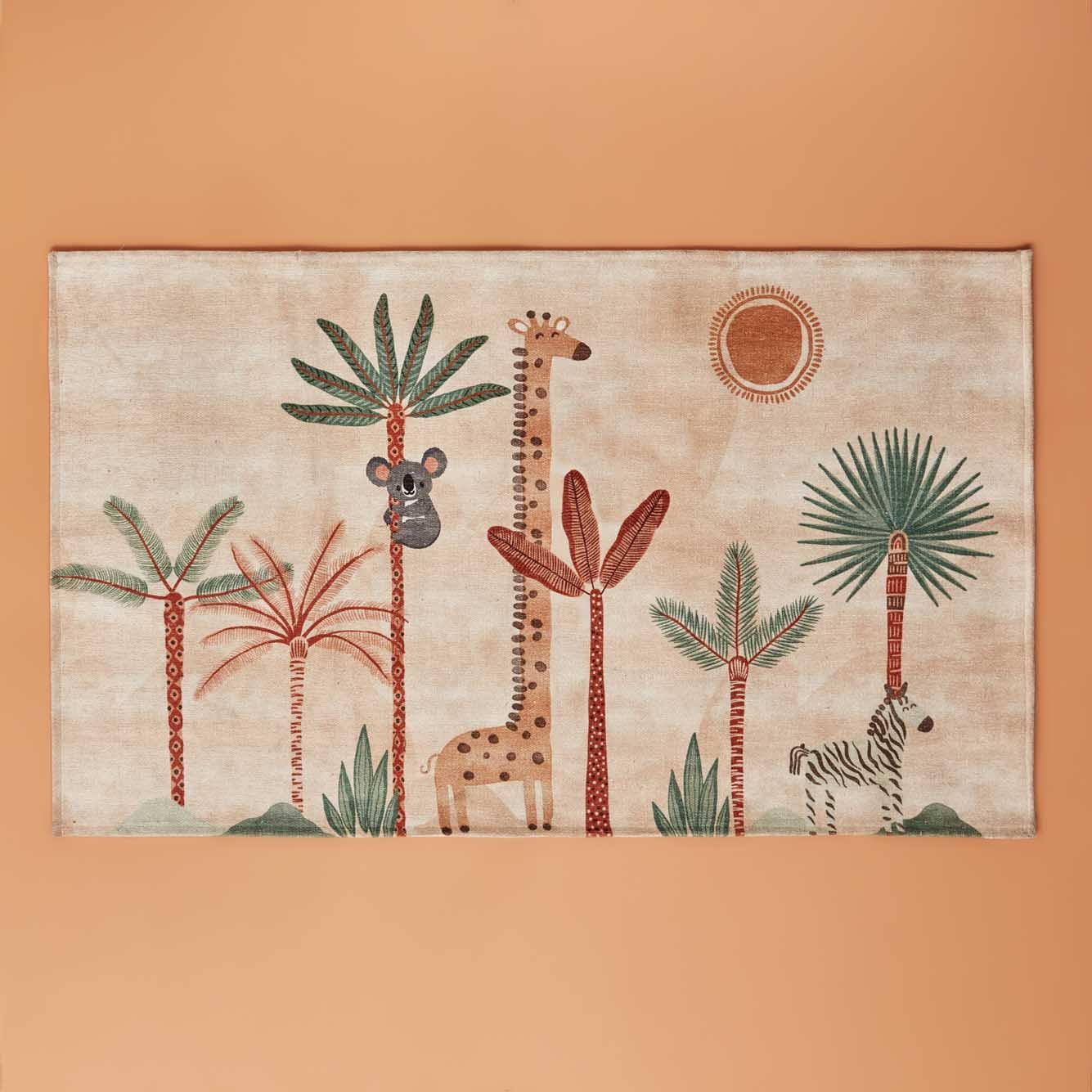 Safari Baskılı Kids Kilim Somon (80x150 cm)