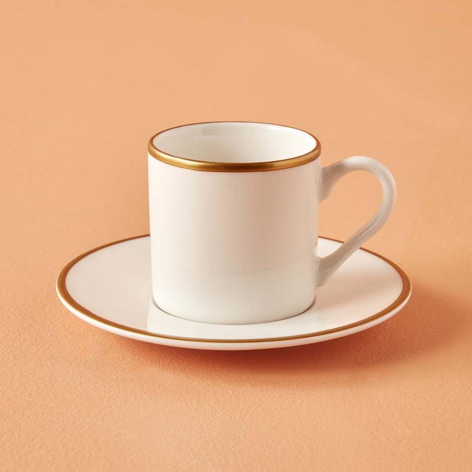  Premium Porselen 6'lı Kahve Fincanı Seti Gold (90 cc)