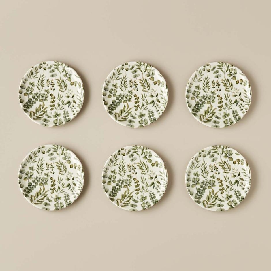  Ocaliptus Porselen Pasta Tabağı 6'lı Yeşil (19 cm)