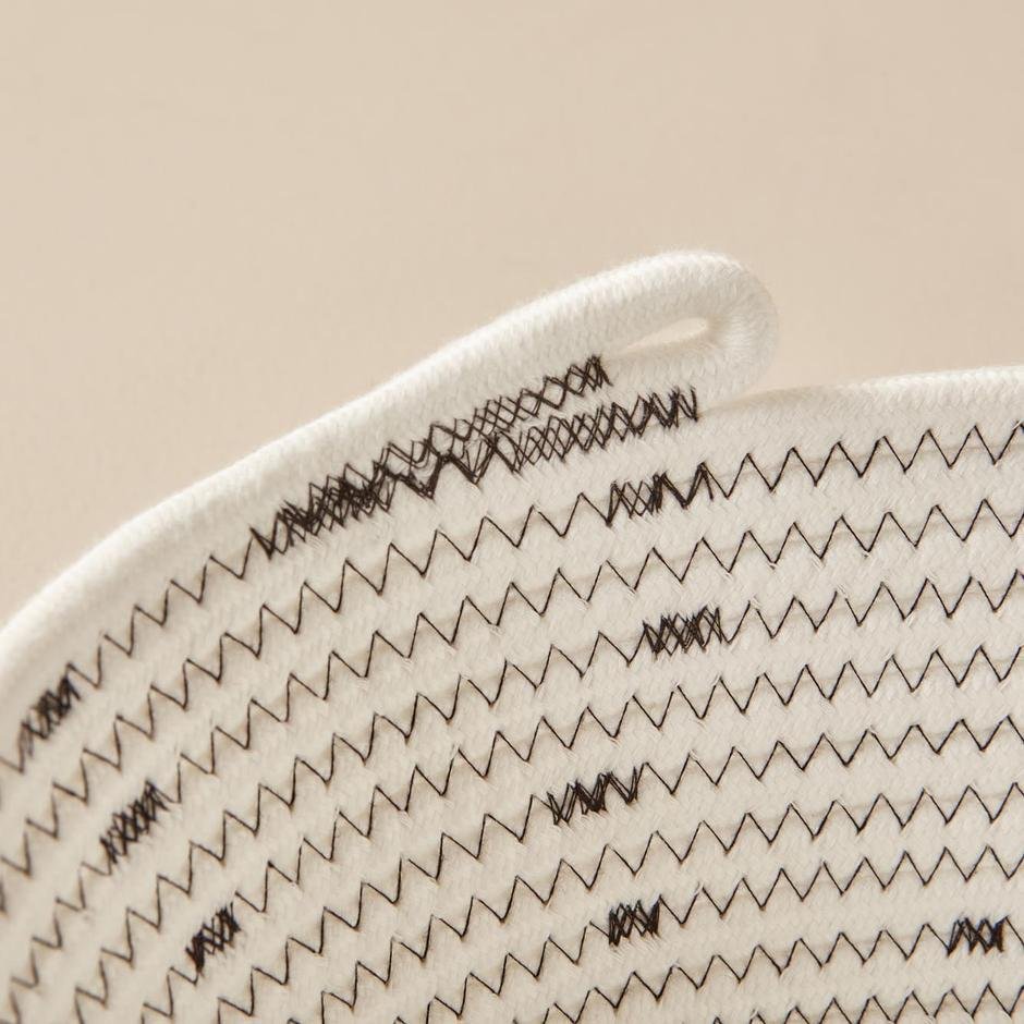  Maroon Pamuklu Dekoratif Sele Sepet Beyaz (20x9x30 cm)