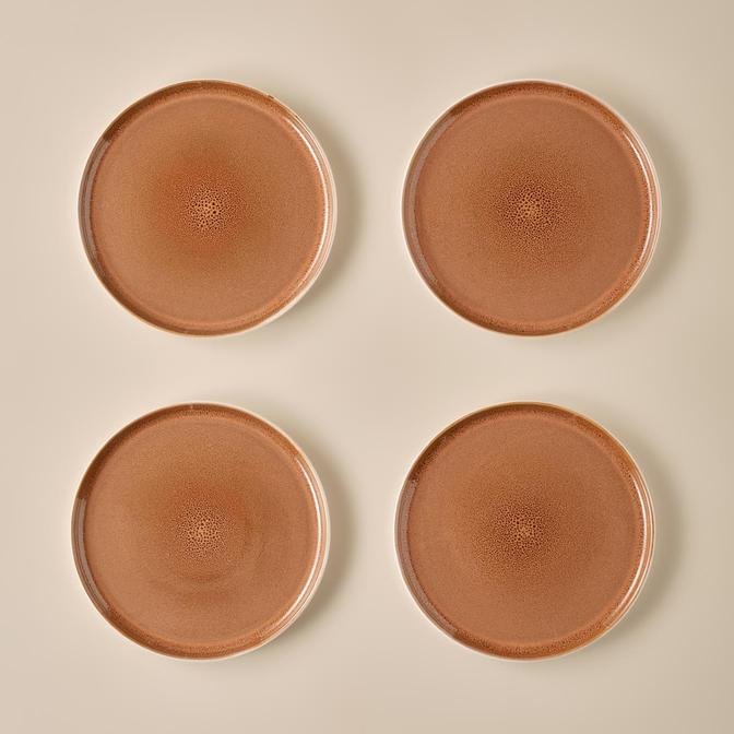 Glaze Stoneware Pasta Tabağı 4'lü Kiremit (21 cm)