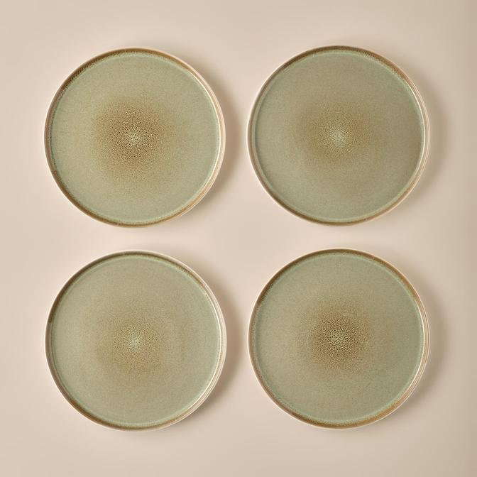 Glaze Stoneware Servis Tabağı 4'lü Yeşil (27 cm)