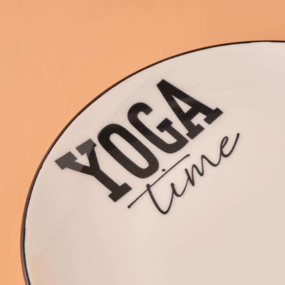  Yoga Stoneware Motto Pasta Tabağı 4'lü Siyah (20 cm)