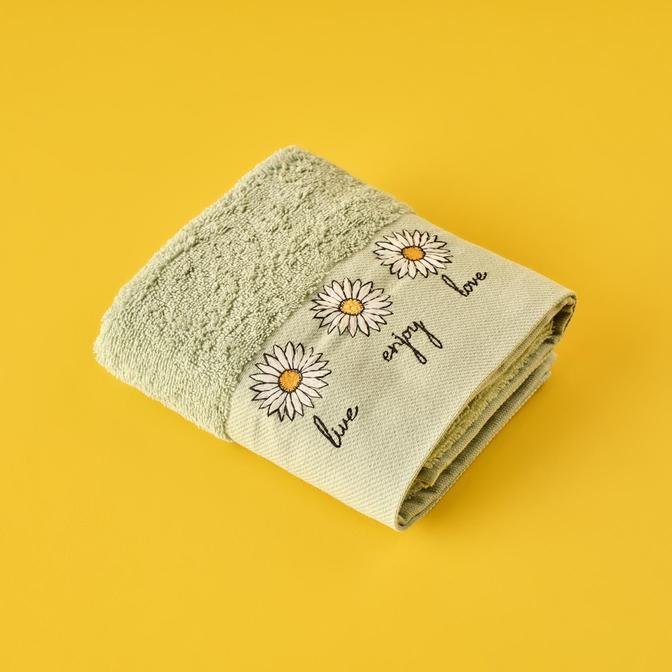 %100 Pamuk Mini Daisy Yüz Havlusu Mint (50x75 cm)