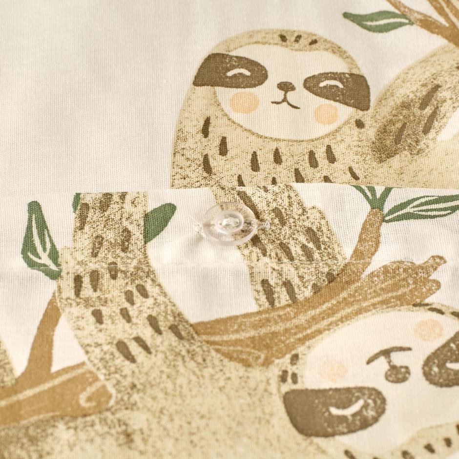 %100 Pamuk Ranforce Sloth Bebek Nevresim Takımı Bej (100x150 cm)