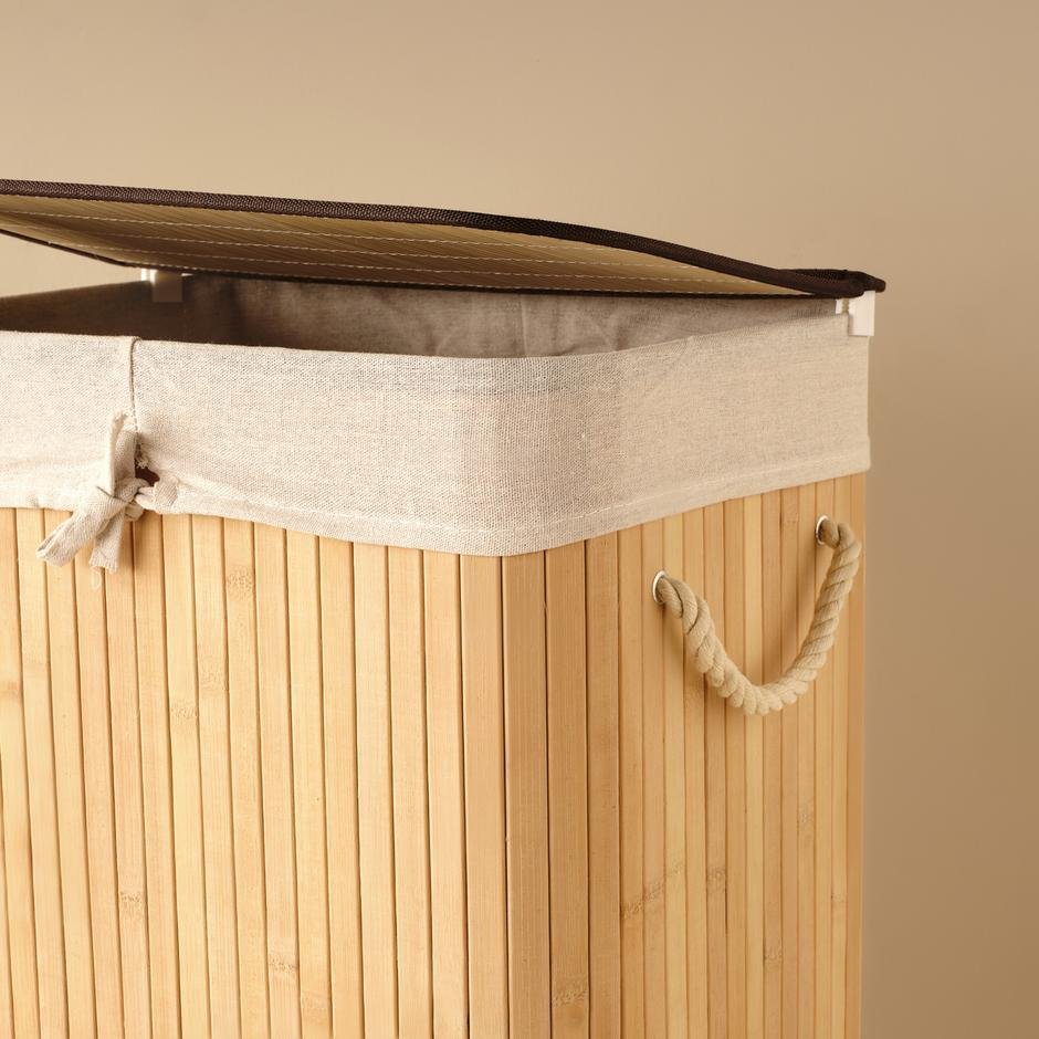  Bennet Bambu Katlanır Çamaşır Sepeti (40x30x61 cm)