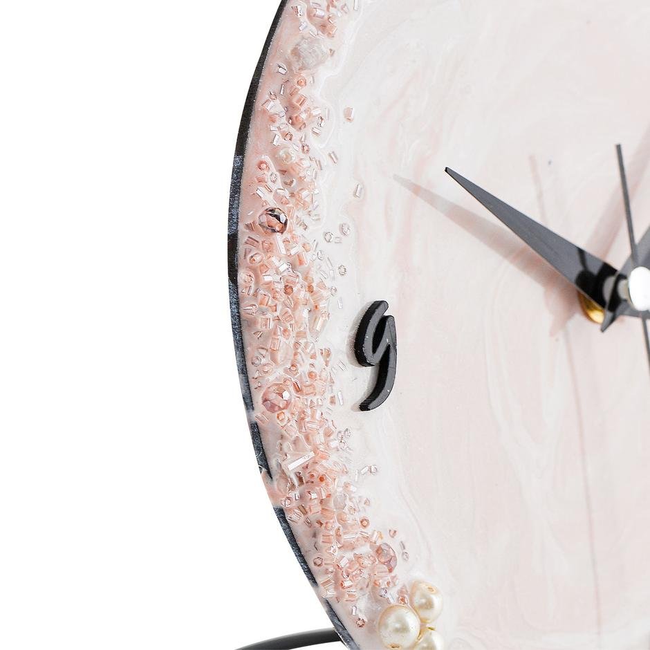 Diverso Rosa Sessiz Mekanizma Taşlı Masa Saati Pembe (19x19 cm)