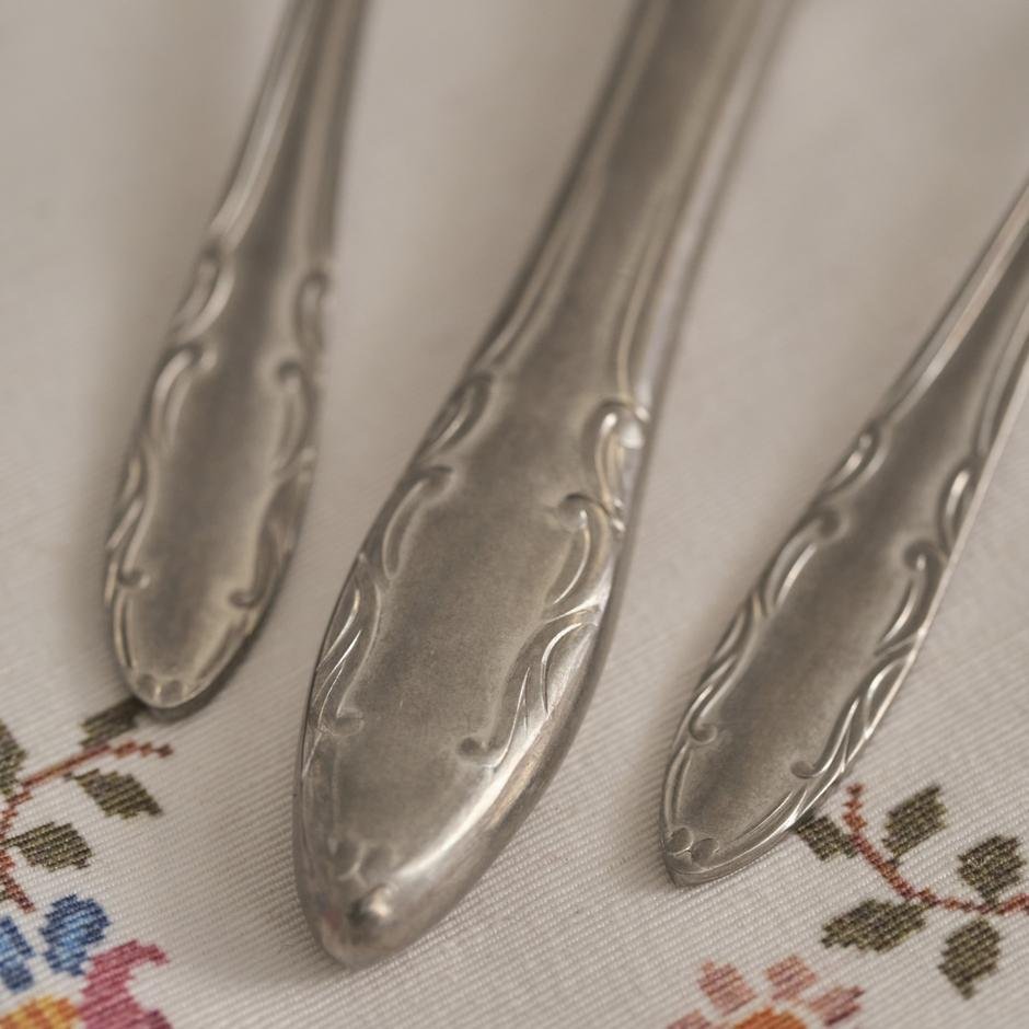  Vintage 18 Parça 6 Kişilik Yemek Çatal Kaşık Bıçak Takımı Silver