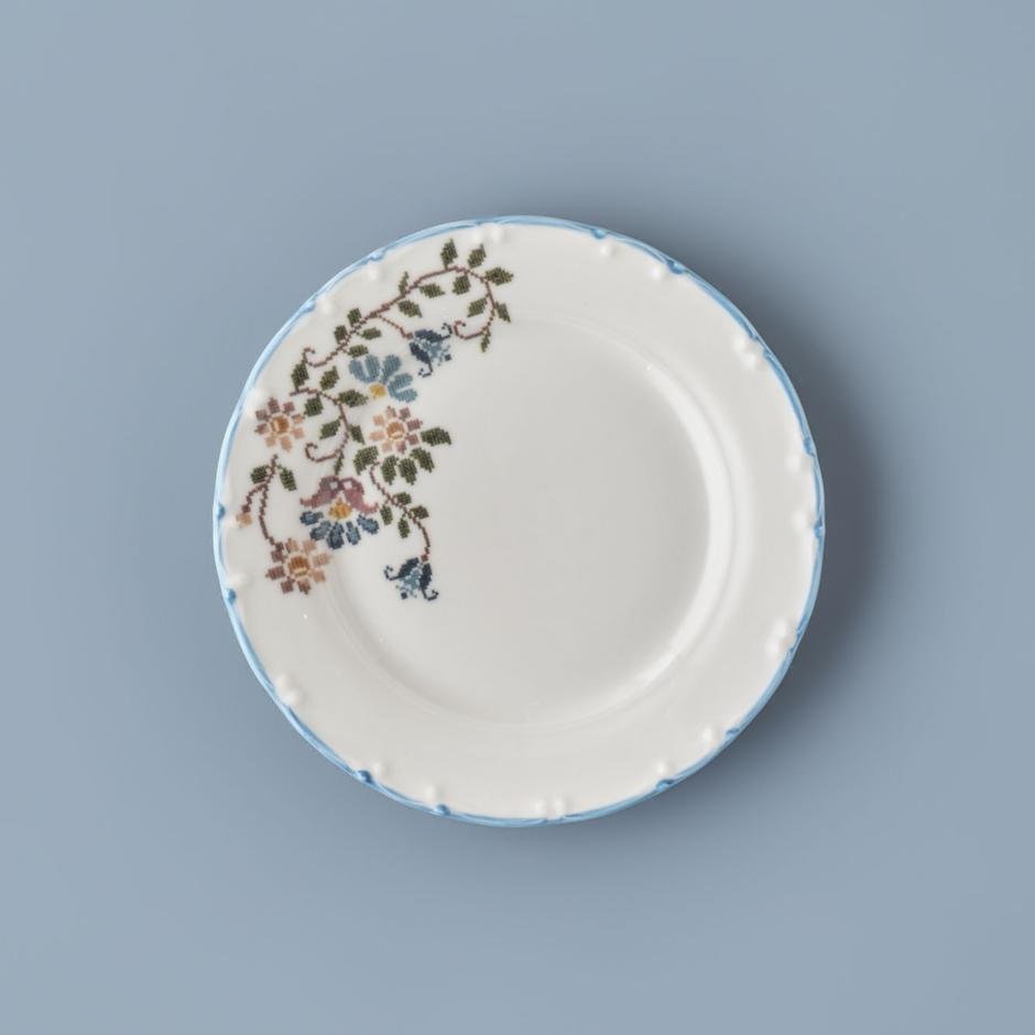  Vintage Porselen Pasta Tabağı 4'lü Mavi (20 cm)