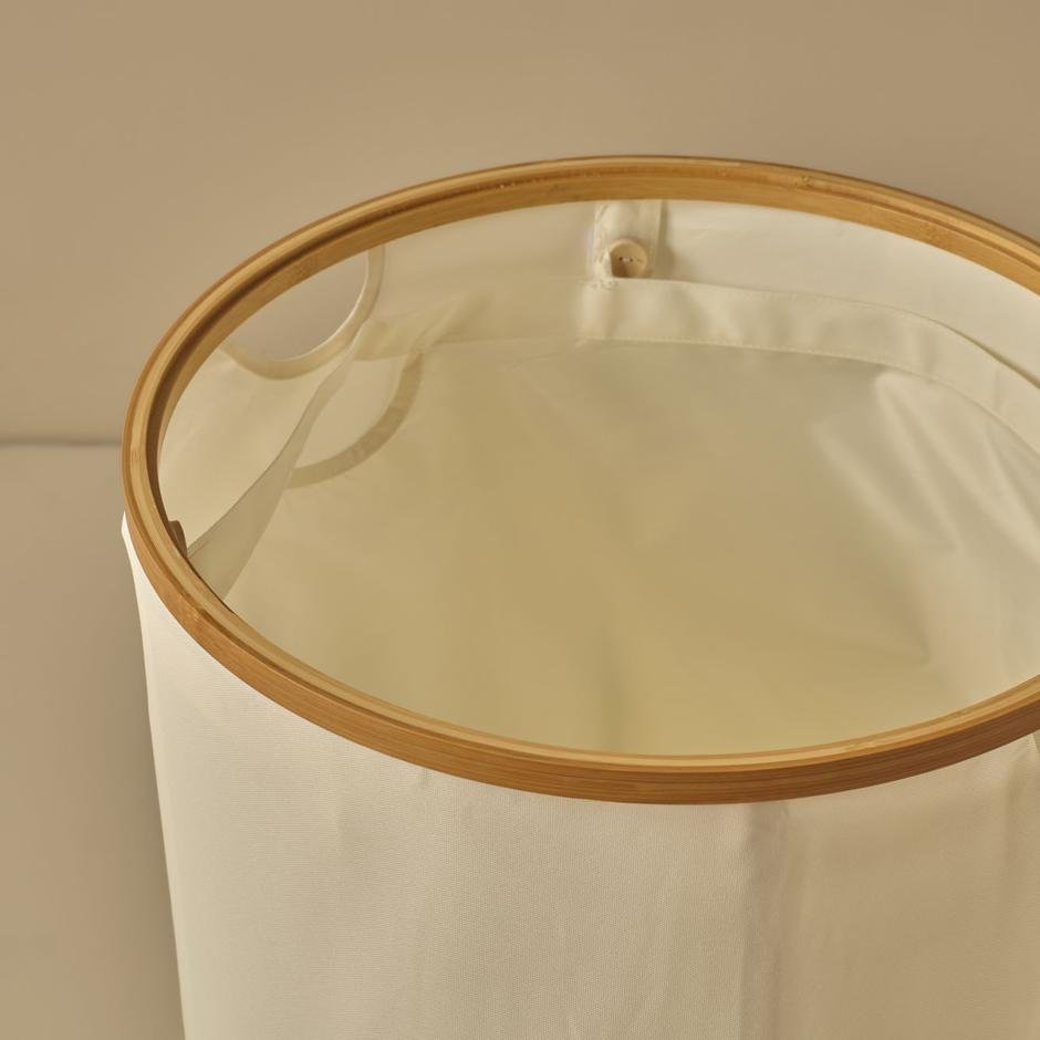  Weny Oval Çamaşır Sepeti Krem (46x46x50 cm)