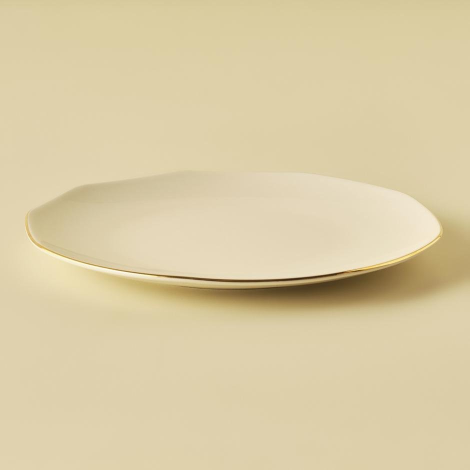  Opal Porselen 24 Parça 6 Kişilik Yemek Takımı Beyaz-Gold