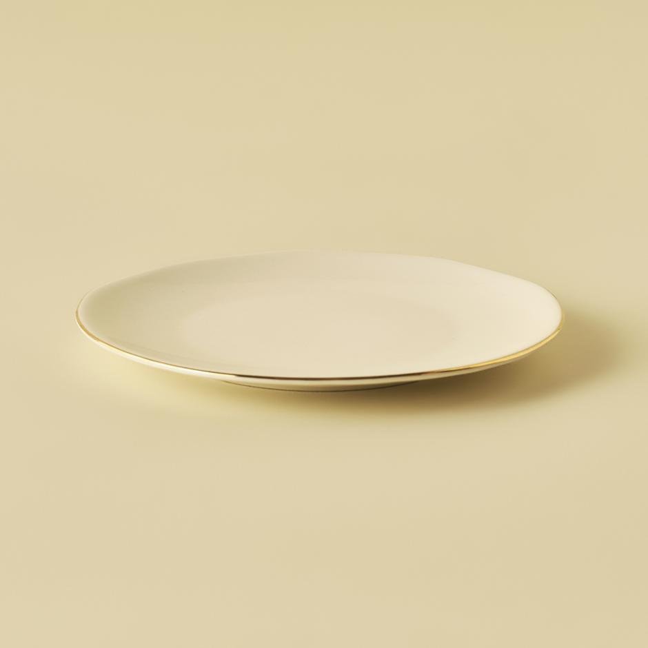  Opal Porselen 24 Parça 6 Kişilik Yemek Takımı Beyaz-Gold