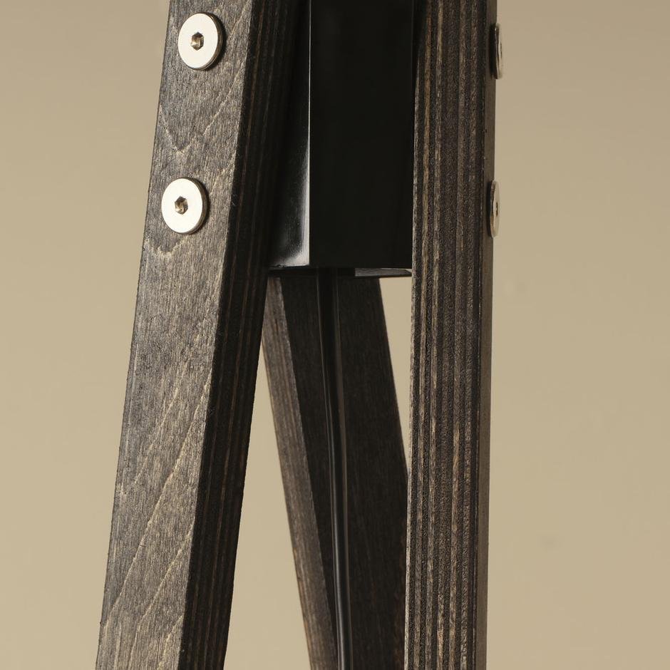  Bella Ahşap Lambader Siyah Krom-Siyah (40x40x125 cm)
