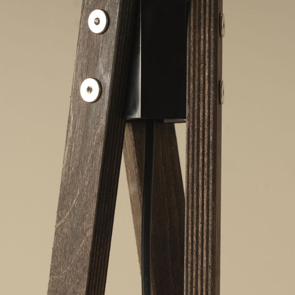  Bella Ahşap Lambader Siyah Krom-Ceviz (40x40x125 cm)