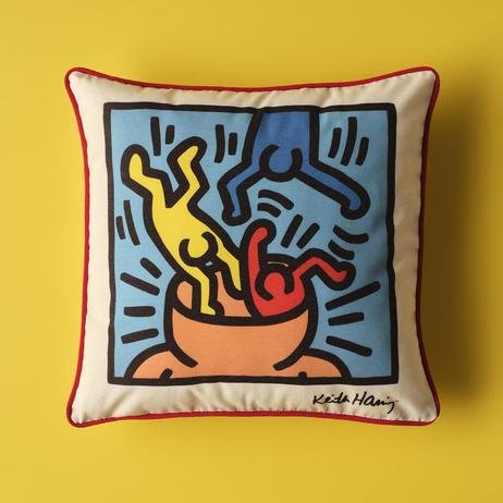 Keith Haring Colored Kırlent (43x43 cm)