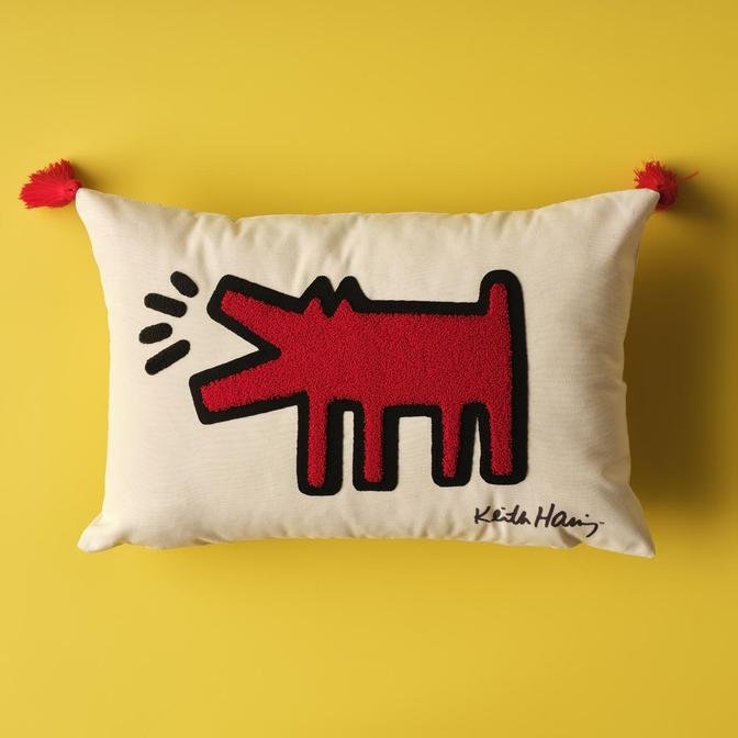 Keith Haring Paw Kırlent Kırmızı (35x50 cm)