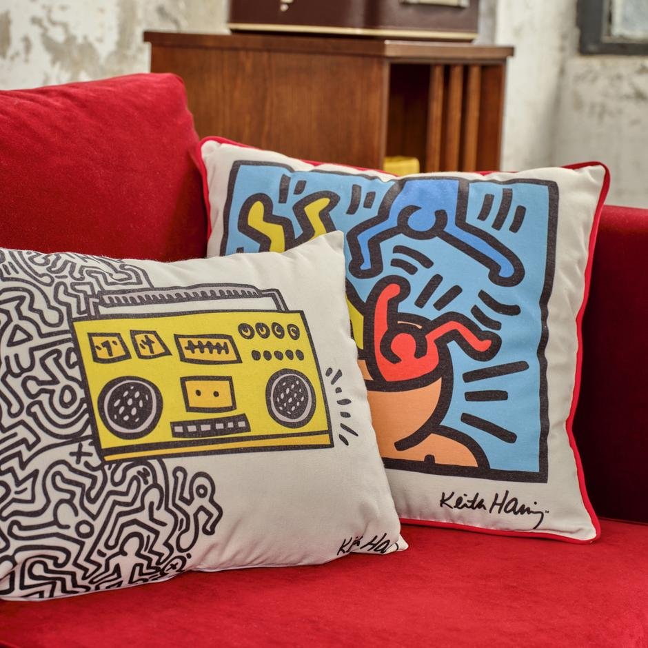  Keith Haring Fun Kırlent Sarı (35x50 cm)
