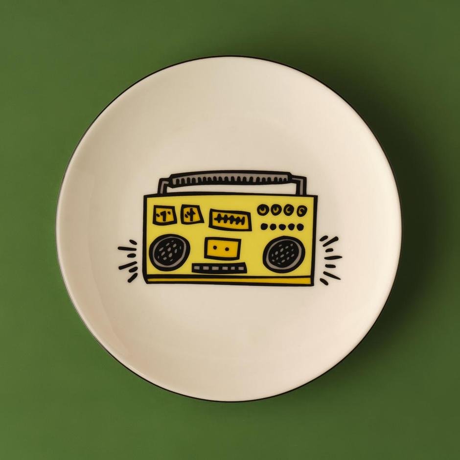  Keith Haring Fun Porselen Pasta Tabağı 4'lü Sarı (19 cm)