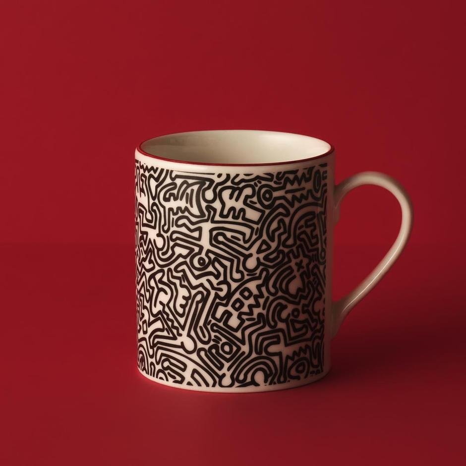 Keith Haring Cartoon Porselen Kupa Siyah (390 cc)