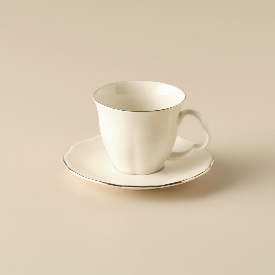  Clover Porselen 2'li Çay Fincanı Seti Silver (280 cc)