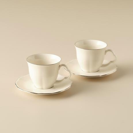 Clover Porselen 2'li Çay Fincanı Seti Silver (280 cc)