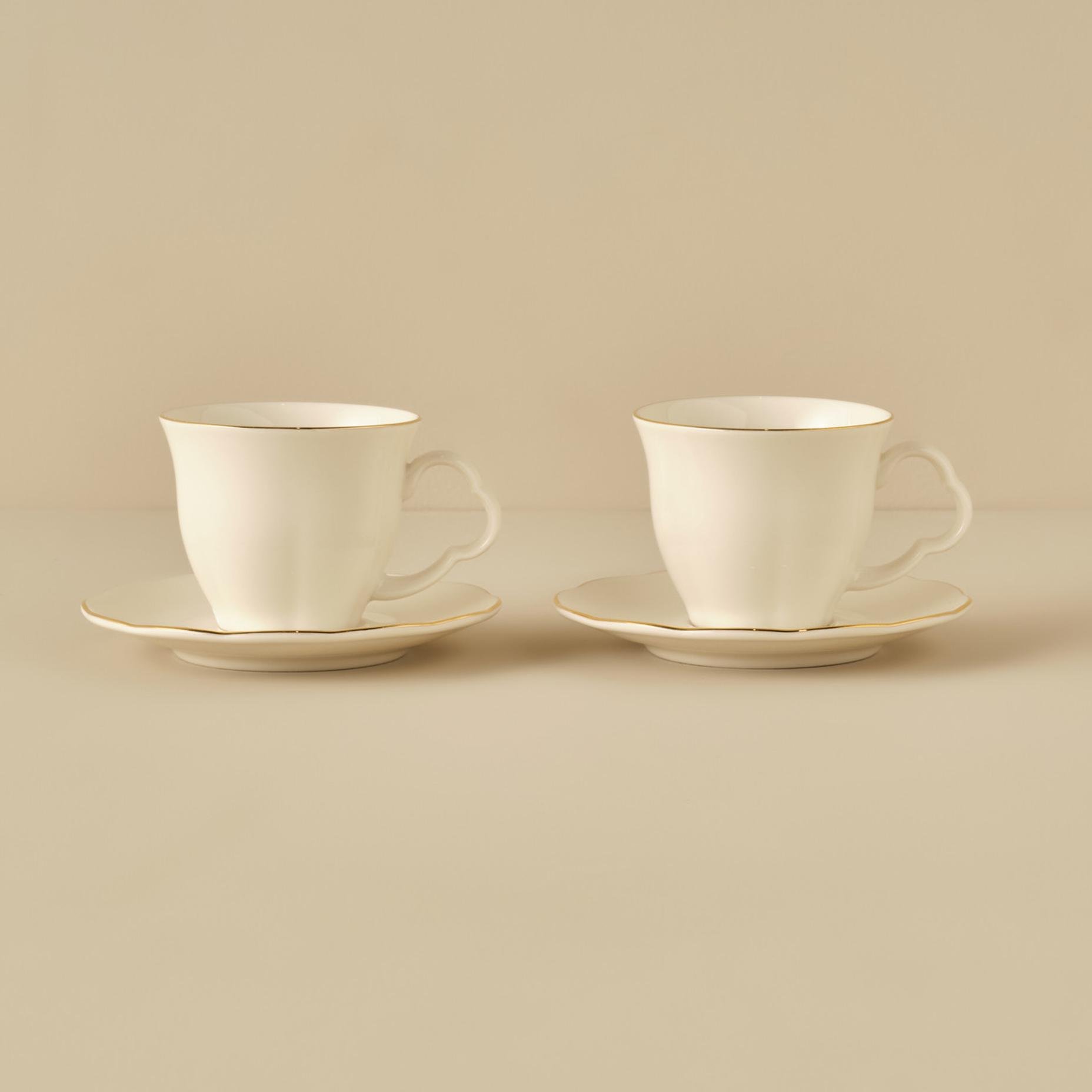 Clover Porselen 2'li Çay Fincanı Seti Gold  (280 cc)