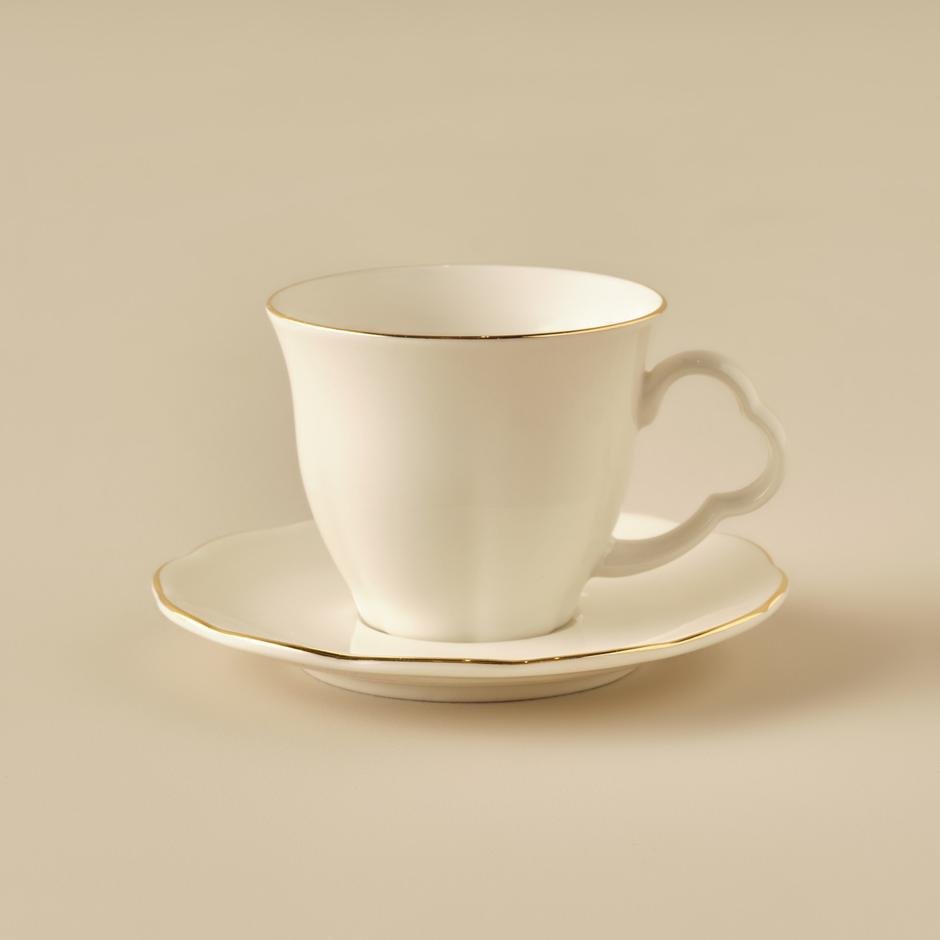  Clover Porselen 2'li Çay Fincanı Seti Gold  (280 cc)