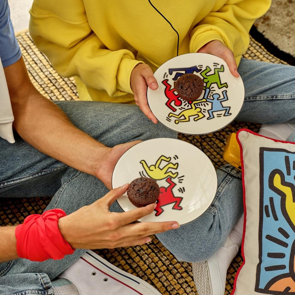 Keith Haring Colored Porselen Pasta Tabağı (19 cm)